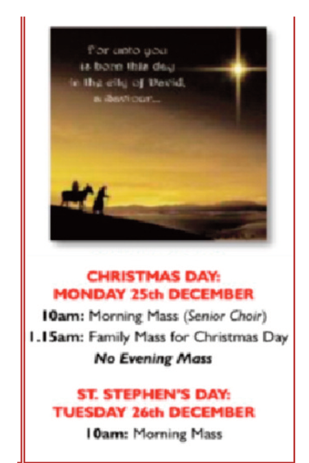 Chrismtas Day and St Stepehen’s da Program